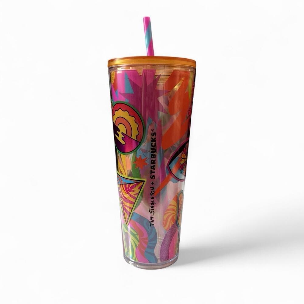 NEW Starbucks Cold Cup Tumbler‎ 24 oz Venti Tim Singleton Pride Summer 2023